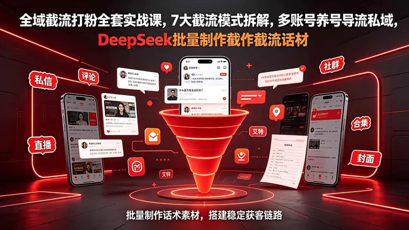 c6fbdf08401bdf0c1c037cdbdfa93cdb.jpeg 全域截流打粉全套实战课,7大截流模式拆解,多账号养号导流私域,DeepSeek批量制作截流话术素材