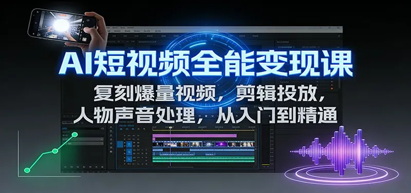 165387eeeabe51c49d67e20eadf6b000.jpeg AI短视频全能变现课:复刻爆量视频,剪辑投放,人物声音处理,从入门到精通