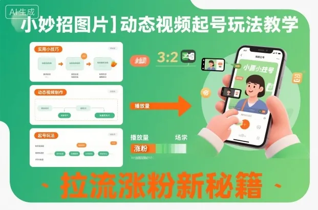 3e742269f784afe1d617b2c700840391.jpeg 小妙招图片+动态视频起号玩法教学,拉流涨粉新秘籍