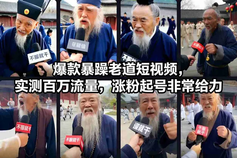 c2ba81cc7ec41bea479e9a604832ba56.jpeg 爆款暴躁老道短视频,实测百万流量,涨粉起号非常给力