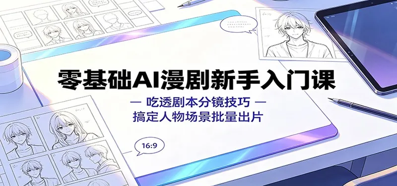 edae1c5c97853800eeded8c3cec7f796.jpeg 零基础AI漫剧新手入门课:吃透剧本分镜技巧,搞定人物场景批量出片