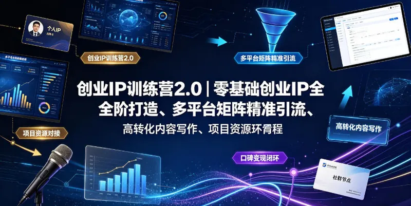74e30e850523d0c3f11659ba2d856e8f.jpeg 创业IP训练营2.0|零基础创业IP全阶打造、多平台矩阵精准引流、高转化内容写作、项目资源对接与口碑变现闭环课程