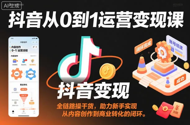 7d5aacd92b8ca6d3f546e60e53be26d4.jpeg 抖音从0到1运营变现课,全链路实操干货,助力新手实现从内容创作到商业转化的闭环