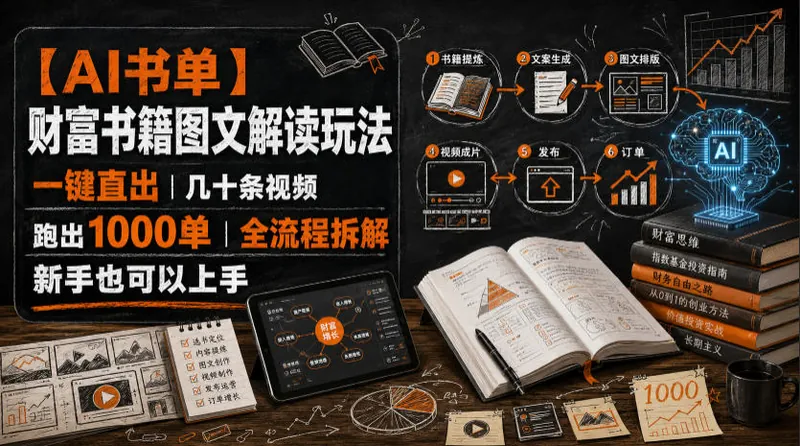 e5ae18d50060b170204626aba71d4e72.jpeg 【AI书单】财富书籍图文解读玩法,一键直出,几十条视频,跑出1000单,全流程拆解,新手也可以上手