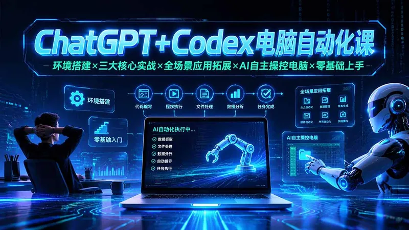 b4928e71d2e8f29032bf4388f5d6b0ce.jpeg ChatGPT+Codex电脑自动化课:环境搭建×三大核心实战×全场景应用拓展×AI自主操控电脑×零基础上手