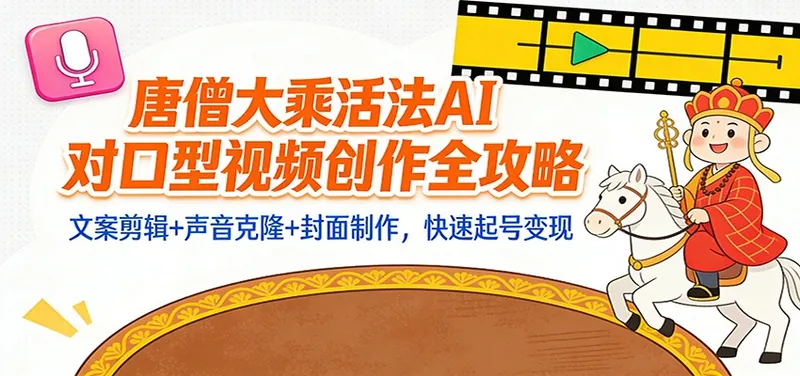 1170158773dd18923e250825858e8bb9.jpeg “大乘活法”AI对口型视频创作全攻略:文案剪辑+声音克隆+封面制作,快速起号变现