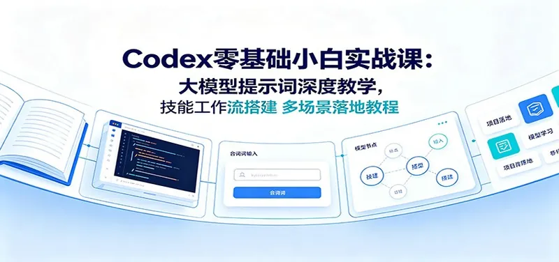 f26d4fbe86b88a3263dc890abe49955c.jpeg Codex零基础小白实战课:大模型提示词深度教学,技能工作流搭建多场景落地教程