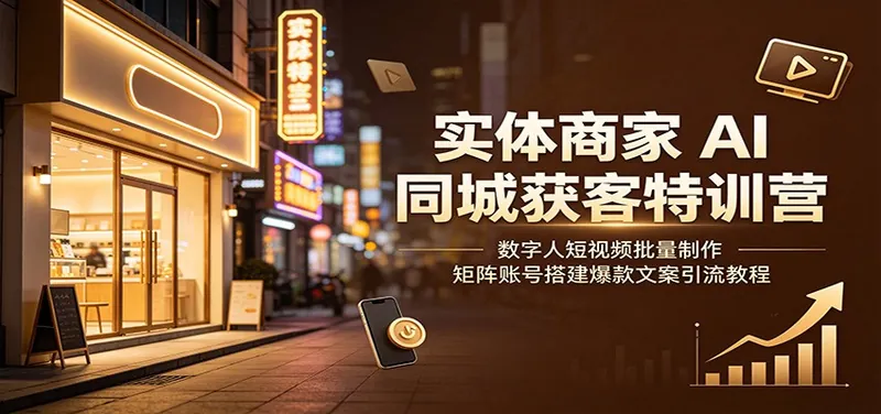 实体商家AI同城获客特训营：数字人短视频批量制作，矩阵账号搭建爆款文案引流教程