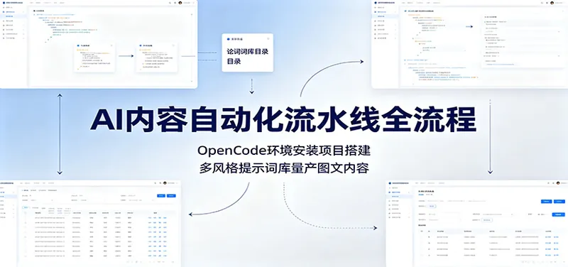 AI内容自动化流水线全流程：OpenCode环境安装项目搭建，多风格提示词库量产图文内容