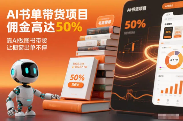 70b88b6766cb5d526b937dcfd21dc287.jpeg AI书单带货项目,佣金高达50%,靠AI做图书带货,让橱窗出单不停,轻松月入1W