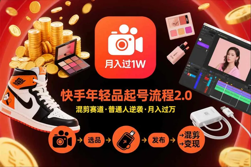 4868b558781a97f795a87ef46f508010.jpeg 快手短视频带货年轻品起号流程2.0,快手年轻品混剪赛道,普通人也能月入过1W