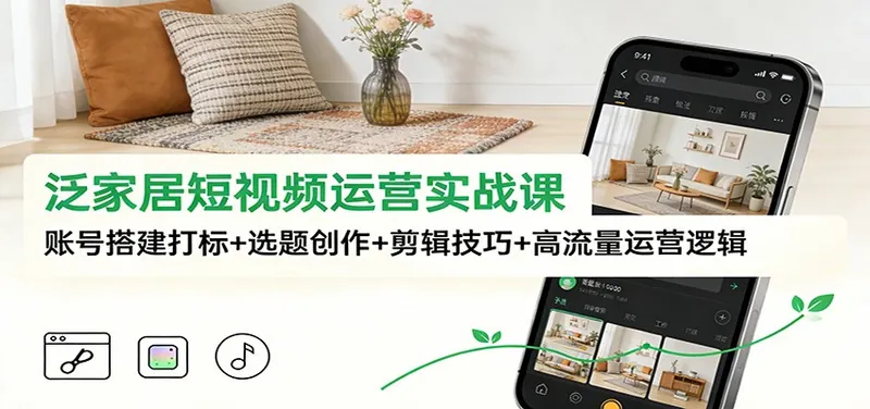 02b7db21d2de7733b426477beb8efbdf.jpeg 泛家居短视频运营实战课:账号搭建打标+选题创作+剪辑技巧+高流量运营逻辑