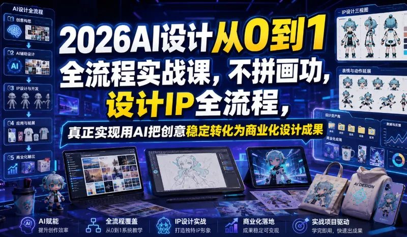 9d522db019dc47e798aa3487fa3812fc.jpeg 2026AI设计从0到1全流程实战课,不拼画功,设计IP全流程,真正实现用AI把创意稳定转化为商业化设计成果