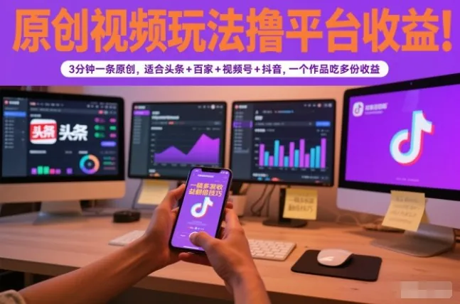 3806308d58c2951299c28be911203262.jpeg 原创视频玩法撸平台收益,3分钟一条原创,适合头条+百家+视频号+抖音,一个作品吃多份收益
