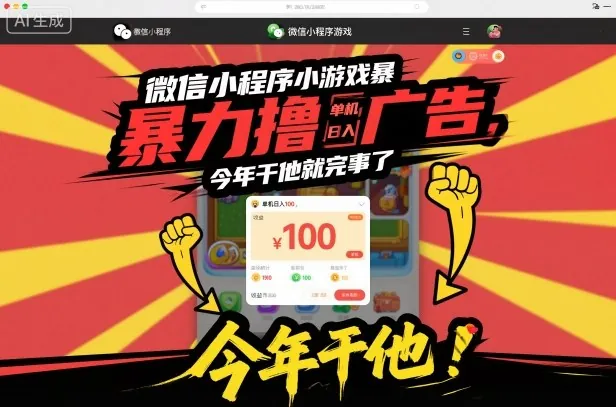 4cb192fac1c8723cc864f45799dae93e.jpeg 微信小程序小游戏暴力撸广告,单机日入100,今年干他就完事了