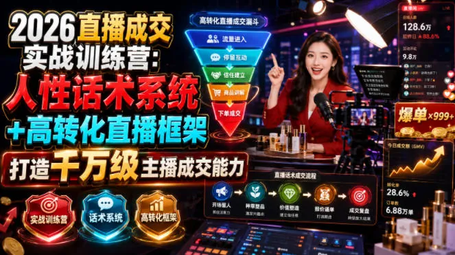 3ac227229e5c93b4a6c354721f75cee7.jpeg 2026直播成交实战训练营:人性话术系统+高转化直播框架,打造千万级主播成交能力