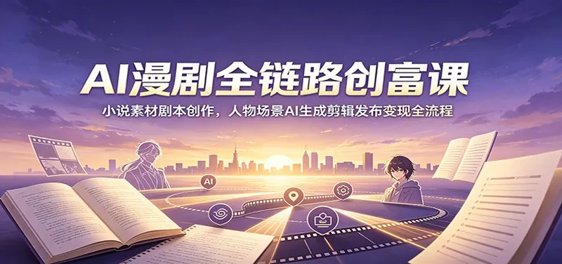 731461a70cbdac86ef38645bd07ef3c8.jpeg AI漫剧全链路创富课:小说素材剧本创作,人物场景AI生成剪辑发布变现全流程