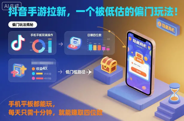9ab88dc229364c01c8e4a7be3266de68.jpeg 抖音手游拉新,一个被低估的偏门玩法!手机平板都能玩,每天只需十分钟,就能賺取四位数【揭秘】
