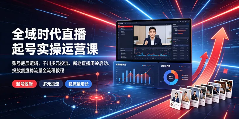 4b0f42284320051fa2981f2719fc3911.jpeg 全域时代直播起号实操运营课|账号底层逻辑、千川多元投流、新老直播间冷启动、投放复盘稳流量全流程教程