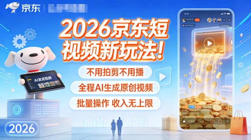 538ca62d01feeaddb840cc64c1e87254.jpeg 2026京东短视频新玩法!不用拍剪不用播,全程AI生成原创视频,批量操作收入无上限