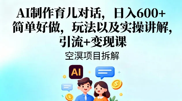 8eec38e50b95f2ad76ee4cda6eef492d.jpeg AI制作育儿对话,日入6张+,简单好做,玩法以及实操讲解,引流+变现课