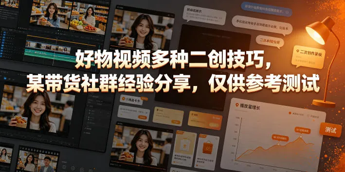03ede4067762fb906486469be3ad149b.jpeg 好物视频多种二创技巧,某带货社群经验分享,仅供参考测试