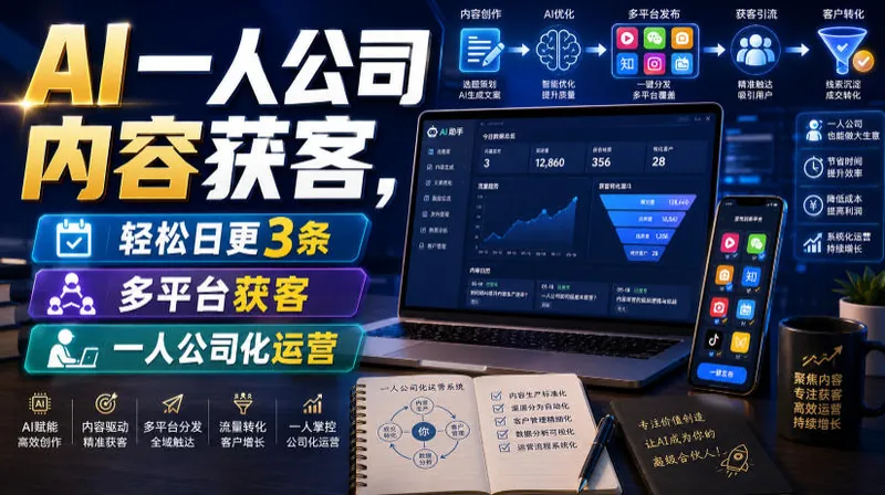 4d2fbb8d1fcc16268a3290424663b3c6.jpeg AI一人公司内容获客,轻松日更3条,多平台获客,一人公司化运营