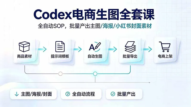 19991532fe753d432fd817764e29d365.jpeg Codex电商生图全套课|全自动SOP,批量产出主图/海报/小红书封面素材