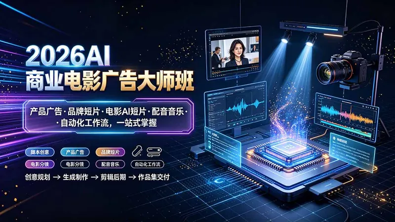 ba57ac0d2d3ddf67ab8025e618077bef.jpeg 2026AI商业电影广告大师班:产品广告·品牌短片·电影AI短片·配音音乐·自动化工作流,一站式掌握