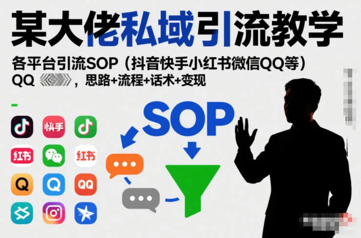 04c0f31b82937a8c375c481e93efbb9b.jpeg 某大佬私域引流教学,各平台引流SOP(抖音快手小红书微信QQ等),思路+流程+话术+变现(更新0708)