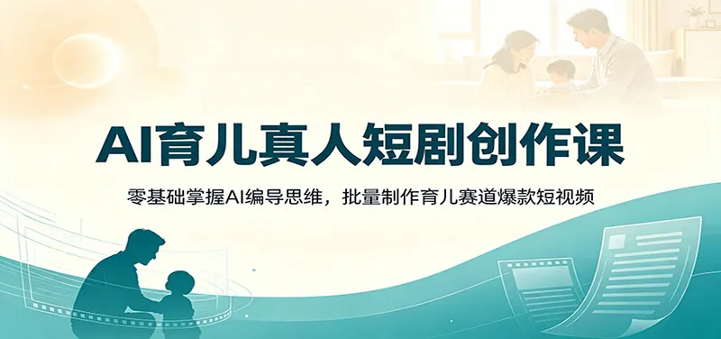 AI育儿真人短剧创作课：零基础掌握AI编导思维，批量制作育儿赛道爆款短视频