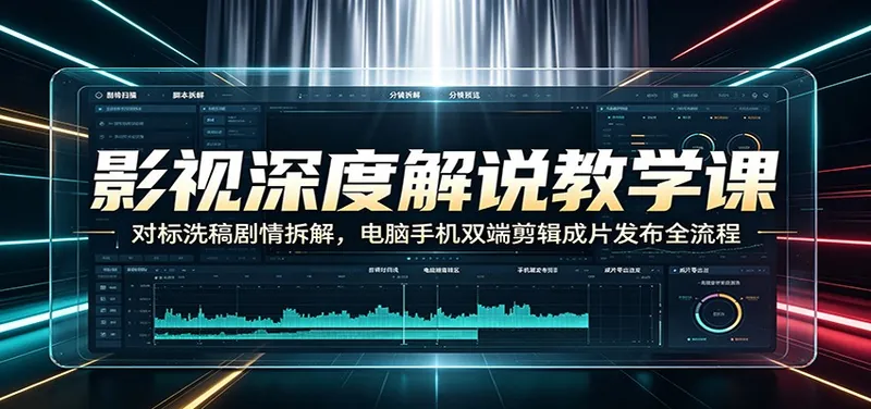 adc03213a6d9ac207dc2edba23b39178.jpeg 影视深度解说教学课:对标洗稿剧情拆解,电脑手机双端剪辑成片发布全流程