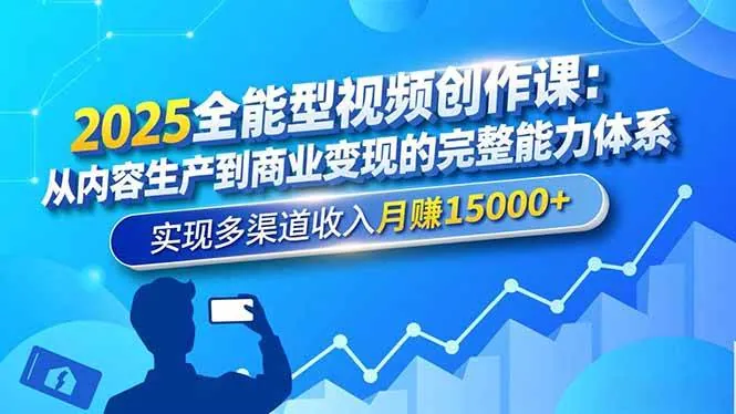 （16644期）2025全能型视频创作课：从内容生产到商业变现的完整能力体系，实现多渠道收入月赚15000+