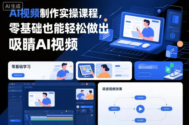 38915cb93f111dd3694ecb11ee5093ea.jpeg AI视频制作实操课程,零基础也能轻松做出吸睛AI视频