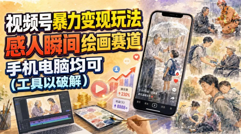 29fbe786d000345c0986bf514c3001d9.jpeg 视频号暴力变现玩法,感人瞬间绘画赛道,手机电脑均可