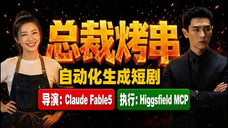 3223fdb4a7ab36a20ef9e77a7a940252.jpeg 《总裁烤串》真人短剧全自动诞生!Claude Fable5 当导演,Higgsfield MCP 执行!