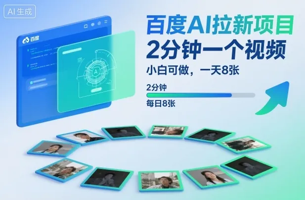 87485804a313445e6996ff286dac8a52.jpeg 百度AI拉新项目,2分钟一个视频,小白可做,一天8张【附案例+保姆级教程】