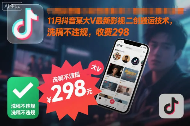 a5868a9ce733e4ac705ff365c07dc180.jpeg 11月抖音某大V最新影视二创搬运技术,洗稿不违规,收费298