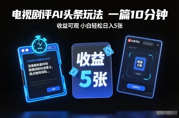 273668b1f561dd977b8a324b62d336f3.jpeg 电视剧评AI头条玩法,一篇10分钟,收益可观,小白轻松日入5张+【独家】