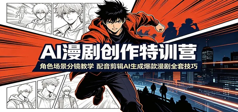 554372d4b753bf78248107590f0f0b9b.jpeg AI漫剧创作特训营:角色场景分镜教学,配音剪辑AI生成爆款漫剧全套技巧