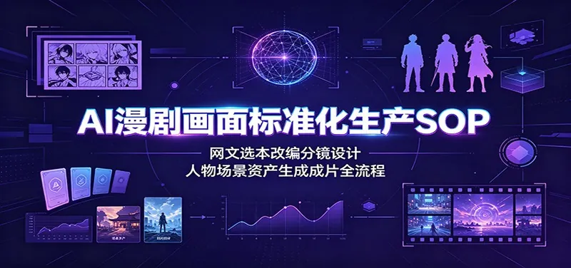1e99248d7dea89ee7c7f5b317bd33c3a.jpeg AI漫剧画面标准化生产SOP:网文选本改编分镜设计,人物场景资产生成成片全流程