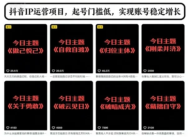 94ddf2dac103795b35fe3ef1747b4674.jpeg 抖音IP运营项目,抖音今日主题玩法,起号门槛低,实现账号稳定增长
