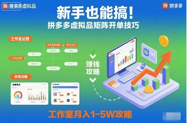 e2abe579ea7c0ff1a7e575f6e3615cbb.jpeg 新手也能搞!拼多多虚拟品矩阵开单技巧,工作室月入1-5W攻略【揭秘】