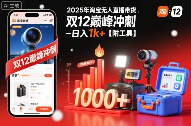 4f9b5b0d625364d4ff8c6be8ed4642c3.jpeg 2025年淘宝无人直播带货,冲刺双12,日入1k+【附工具】【揭秘】