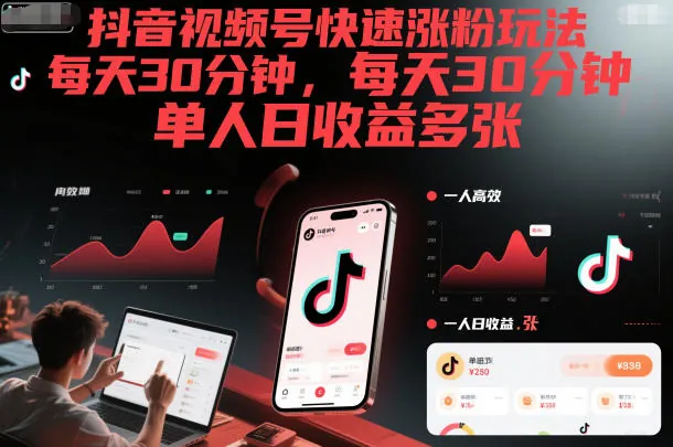 95865a4c7bddbf9032c2aacb02013eb1.jpeg 抖音视频号快速涨粉玩法,每天30分钟,单人日收益多张