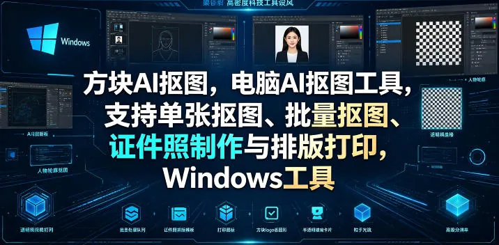 228681a668e92bf099e8b1a10073888a.jpeg 方块AI抠图,电脑AI抠图工具,支持单张抠图、批量抠图、证件照制作与排版打印,Windows工具