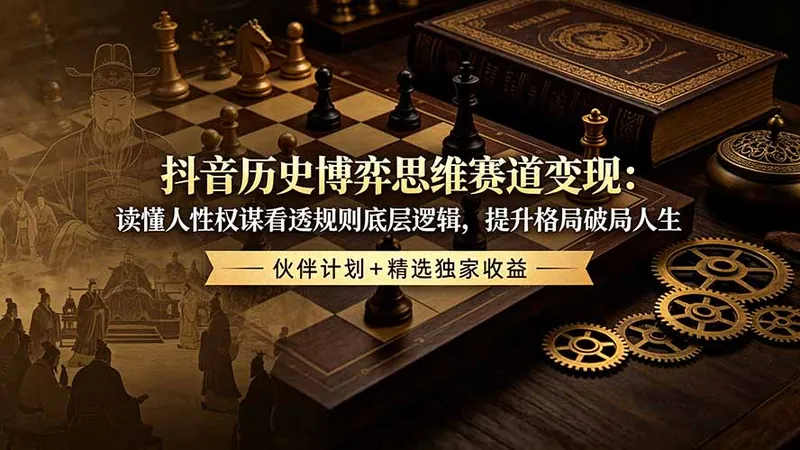 08a6178b6ab7d9d3a2b7fb49dbf73098.jpeg 抖音历史博弈思维赛道变现:读懂人性权谋看透规则底层逻辑,提升格局破局人生,伙伴计划+精选独家收益