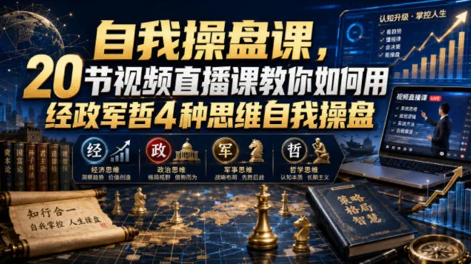 4f18203b0bdba84586517bb30b9dc78a.jpeg 自我操盘课,20节视频直播课教你如何用经政军哲4种思维自我操盘