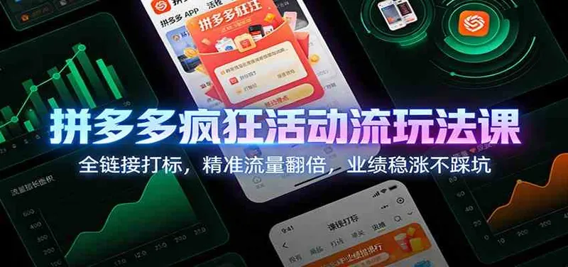 63f2bb4e780aa37c47eb13c93e1805d3.jpeg 拼多多疯狂活动流玩法课:全链接打标,精准流量翻倍,业绩稳涨不踩坑