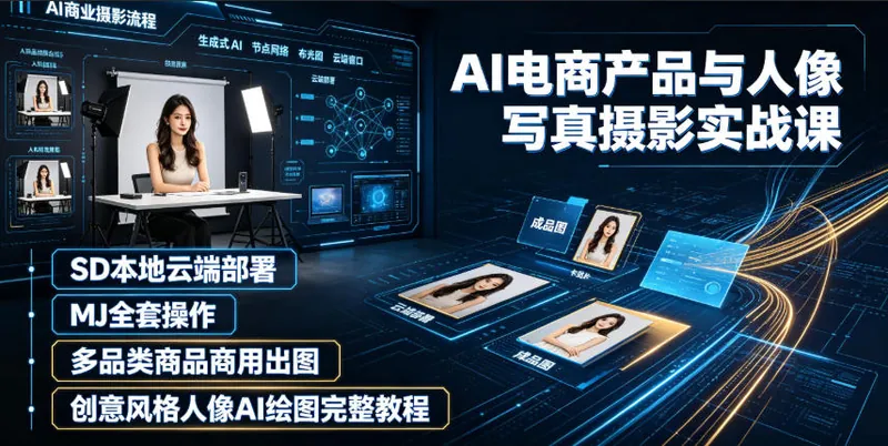 2f65295c40640e1e45f995408ac2bbcc.jpeg AI电商产品与人像写真摄影实战课|SD本地云端部署、MJ全套操作、多品类商品商用出图、创意风格人像AI绘图完整教程
